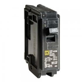Square D HOM120 20A 1-Pole 120/240V 10kA Plug-On HOM Circuit Breaker