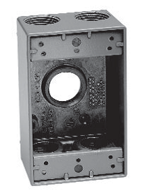 Crouse-Hinds TP7042 1-Gang 5-Hole 1/2 in Thread Weatherproof Outlet Box Gray