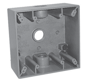 Crouse-Hinds TP7090 2-Gang 3-Hole 3/4 in Thread Weatherproof Outlet Box Gray