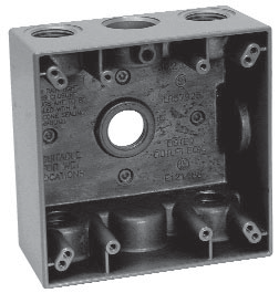 Crouse-Hinds TP7102 2-Gang 5-Hole 1/2 in Thread Weatherproof Outlet Box Gray