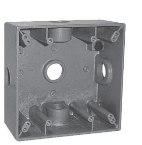 Crouse-Hinds TP7122 2-Gang 5-Hole 3/4 in Side-Entry Thread Weatherproof Outlet Box Gray