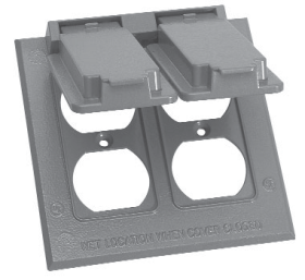 Crouse-Hinds TP7228 2-Gang Vertical 2-Duplex Weatherproof Outlet Box Cover Gray