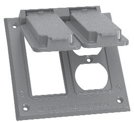 Crouse-Hinds TP7248 2-Gang Vertical Decorator and Duplex Weatherproof Outlet Box Cover Gray