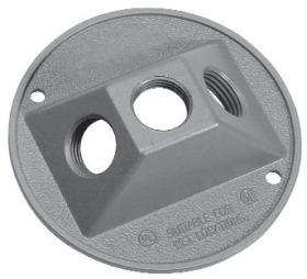 Crouse-Hinds TP7308 4 in Round 3-Hole 1/2 in Thread Weatherproof Outlet Box Gray