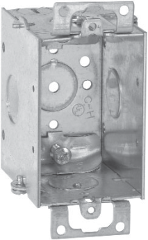 Crouse-Hinds TP162 2-1/2 In. Deep Gangable Steel Switch Box with Ears and NMB Clamps, 1/2 In. Knockouts