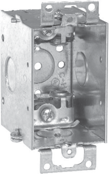 Crouse-Hinds TP178 2-1/2 In. Deep Gangable Steel Switch Box with Ears and MC Clamps, 1/2 In. Knockouts