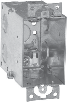 Crouse-Hinds TP244 3-1/2 In. Deep Gangable Steel Switch Box with Ears and MC Clamps, 1/2 In. Knockouts