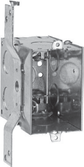 Crouse-Hinds TP246 3-1/2 In. Deep Gangable Steel Switch Box with 7/8 In. "S" Bracket and MC Clamps, 1/2 In. Knockouts