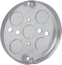 Crouse-Hinds TP269 4 In. Round 1/2 In. Deep Steel Ceiling Pan Box, 1/2 In. Knockouts