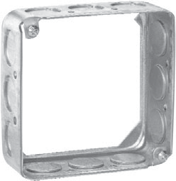Crouse-Hinds TP424 4 In. Square 1-1/2 In. Deep Drawn Steel Extension Ring, 1/2 In. Knockouts