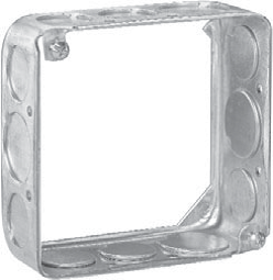 Crouse-Hinds TP428 4 In. Square 1-1/2 In. Deep Drawn Steel Extension Ring, 1/2 & 3/4 In. Knockouts
