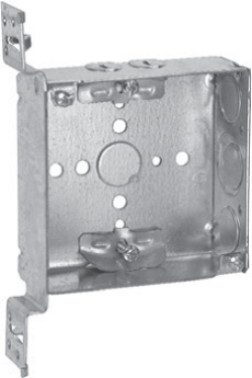 Crouse-Hinds TP449 4 In. Square 1-1/2 In. Deep Welded Steel Box with "VMS" Bracket and NMB Clamps, 1/2 & 3/4 In. Knockouts