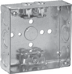 Crouse-Hinds TP454 4 In. Square 1-1/2 In. Deep Welded Steel Box with MC Clamps, 1/2 & 3/4 In. Knockouts