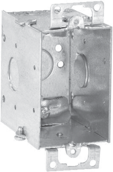Crouse-Hinds TP662 2-3/4 In. Deep Gangable Steel Switch Box with Ears and NMB Clamps, 1/2 In. Knockouts