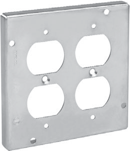 Crouse Hinds TP728 4-11/16 in Square 2-Duplex Receptacle 1/2 in Raised Cover