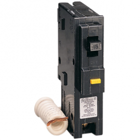 Square D HOM115GFI 15A 1-Pole GFCI 6mA 120V 10kA Plug-On HOM Circuit Breaker with Pigtail