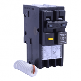 Square D HOM220GFI 20A 2-Pole GFCI 6mA 120/240V 10kA Plug-On HOM Circuit Breaker with Pigtail