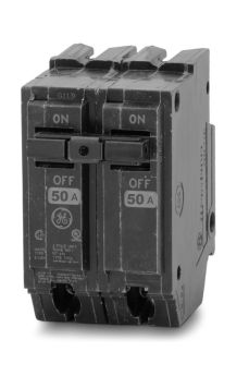 GE THQL2150 50A 2-Pole 120/240V 10kA Plug-On Circuit Breaker