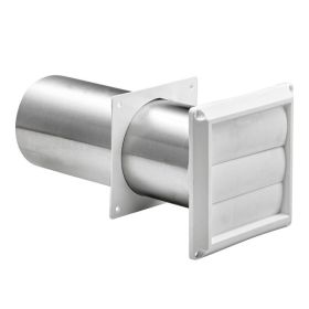 Lambro 267W 4 In. Plastic Louvered Vent with 11 In. Tail Pipe and 4 In. Plastic Trim Plate, White