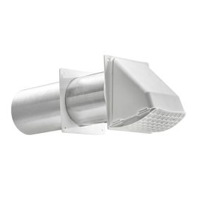 Lambro 224W 4 In. Plastic Preferred Hood Vent with 11 In. Tail Pipe and 4 In. Plastic Trim Plate, White