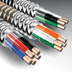 12/2 With Ground, 277V, Brown/Gray, MC Aluminum Jacketed Cable, Solid Conductors, 250 Ft. Coil .487" OD