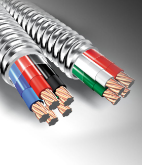 8/3 With Ground, Copper MC Aluminum Jacketed Cable, Stranded Conductors, 200 Ft. Coil .705" OD