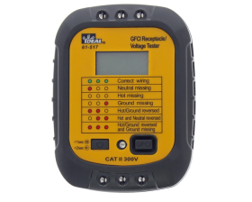 Ideal 61-517 GFCI Receptacle/Voltage Tester with LCD Display, 120 VAC