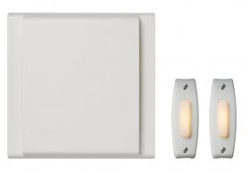 Broan BKL342LWH Line Voltage Two-Button Doorbell Kit with LED-Lighted Pushbuttons, Wire, Plastic, White