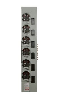 Cutler-Hammer 3MM612R12RL 125A 6-Socket Plug-On Outdoor Meter Stack, 1200A Aluminum Bus, No Bypass, Ringless, 120/208V, NEMA 3R