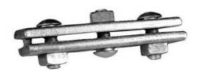 M&W MW8650 6 In. Guy Clamp with Three 1/2 In. Bolts (Installed) for 3/16-7/16 In. Strand, Hot Dip Galvanized