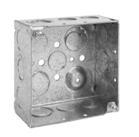Crouse-Hinds TP403 4 In. Square 2-1/8 In. Deep Welded Steel Box with Ground Bump, 1/2 & 3/4 In. Knockouts