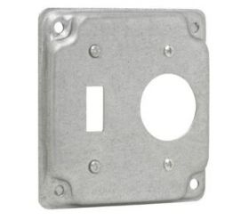 Crouse-Hinds TP504 4 in. Square Surface Cover, Steel, Raised 1/2 in., Toggle/Single Receptacle