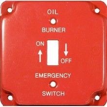 Morris 83492 4SQ Raised Cover Oil 1-Toggle Red Emergency Plate 10/Bx