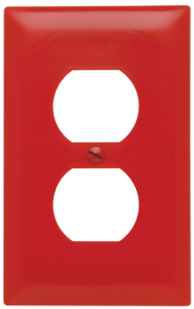 Pass & Seymour TP8-RED Standard Receptacle Wallplate, 1 Gang, Red, 4.7 in, Thermoplastic