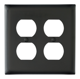Pass & Seymour TP82BK Duplex Receptacle Openings, Two Gang, Black Thermoplastic Plate