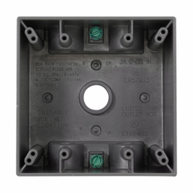 Crouse-Hinds TP7130 2-Gang 5-Hole 3/4 in Thread Deep Weatherproof Outlet Box Gray