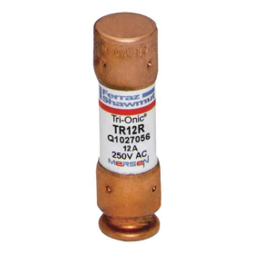 Mersen TR12R Current Limiting Time Delay Fuse, 12 A, 250 VAC/125 VDC, 200/20 kA, Class RK5, Cylindrical Body