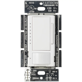 Lutron MSCL-OP153M-WH Maestro 3-Way Multi-Location Dimmer Switch with Occupancy/Vacancy Sensor, 120 VAC, 1 Pole, Auto On/Off or Manual On/Off Operation Modes, White