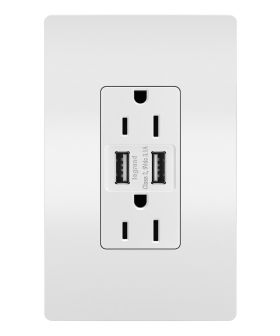 Pass & Seymour TM826USBW radiant 15A Tamper-Resistant USB Outlet 15 A, 120 VAC