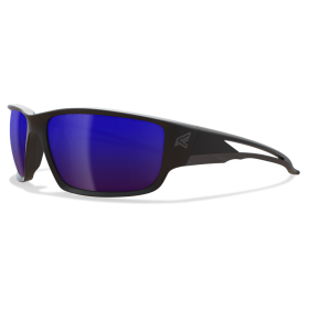 Edge Eyewear TSKAP218 Kazbek Black Frame Safety Glasses With Polarized Aqua Precision Blue Mirror Lenses