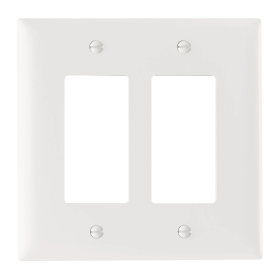 Pass & Seymour TPJ262W Decorator Openings, Two Gang, White Thermoplastic Plate