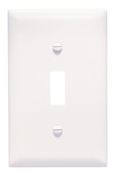 Pass & Seymour TPJ1W Toggle Switch Openings, One Gang, White Thermoplastic Plate