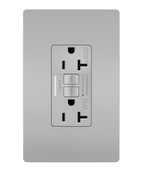Pass & Seymour radiant 2097-TRWRGRY 2097TRW Self-Test Tamper/Weather Resistant Duplex GFCI Receptacle With Matching TP Wallplate, 125 VAC, 20 A, 2 Poles, 3 Wires, Gray
