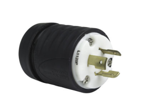 Pass & Seymour Turnlok L1120-P Locking Plug, 250 VAC, 20 A, 3 Poles, 3 Wires, Black/White