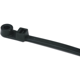 HellermannTyton T50MR0C2 8-1/2 In. Black Screw-Mount Cable Tie, #10 Screw, 1.8 In. Max Bundle Diameter, UL Listed, 50 lbs. Tensile Strength, PA66, 100 per Pack