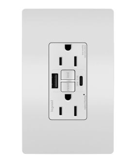 Pass & Seymour radiant« 1597TRUSBAC-W 15A Tamper-Resistant Self-Test GFCI USB Type-AC Outlet, White