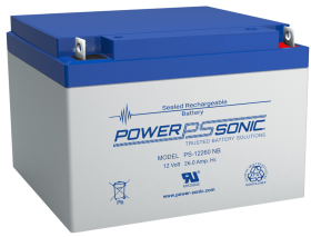 Power Sonic PS12260F2 Rechargeable Battery, 12V, 26 AH, F2 Terminals, ABS Plastic Case, 6.56 In. Length