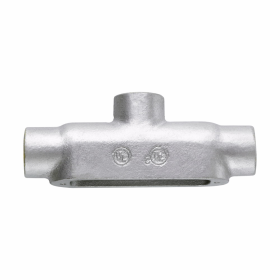 Crouse-Hinds Condulet TB100M Type TB Conduit Body, 1 in Hub, 5, 15 cu-in, Malleable Iron, Electro-Galvanized/Aluminum Acrylic Painted