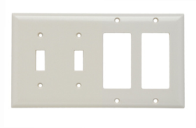 Pass & Seymour Sierraplex SP2262-LA Standard Combination Wallplate, 2 Gangs, Light Almond, 5 in, Thermoplastic