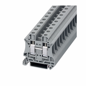 Cutler-Hammer XBUT10 IEC-XB Series Standard Feed-Thru Terminal Block 10.2mm 600VAC 65A DIN Rail Mount Gray